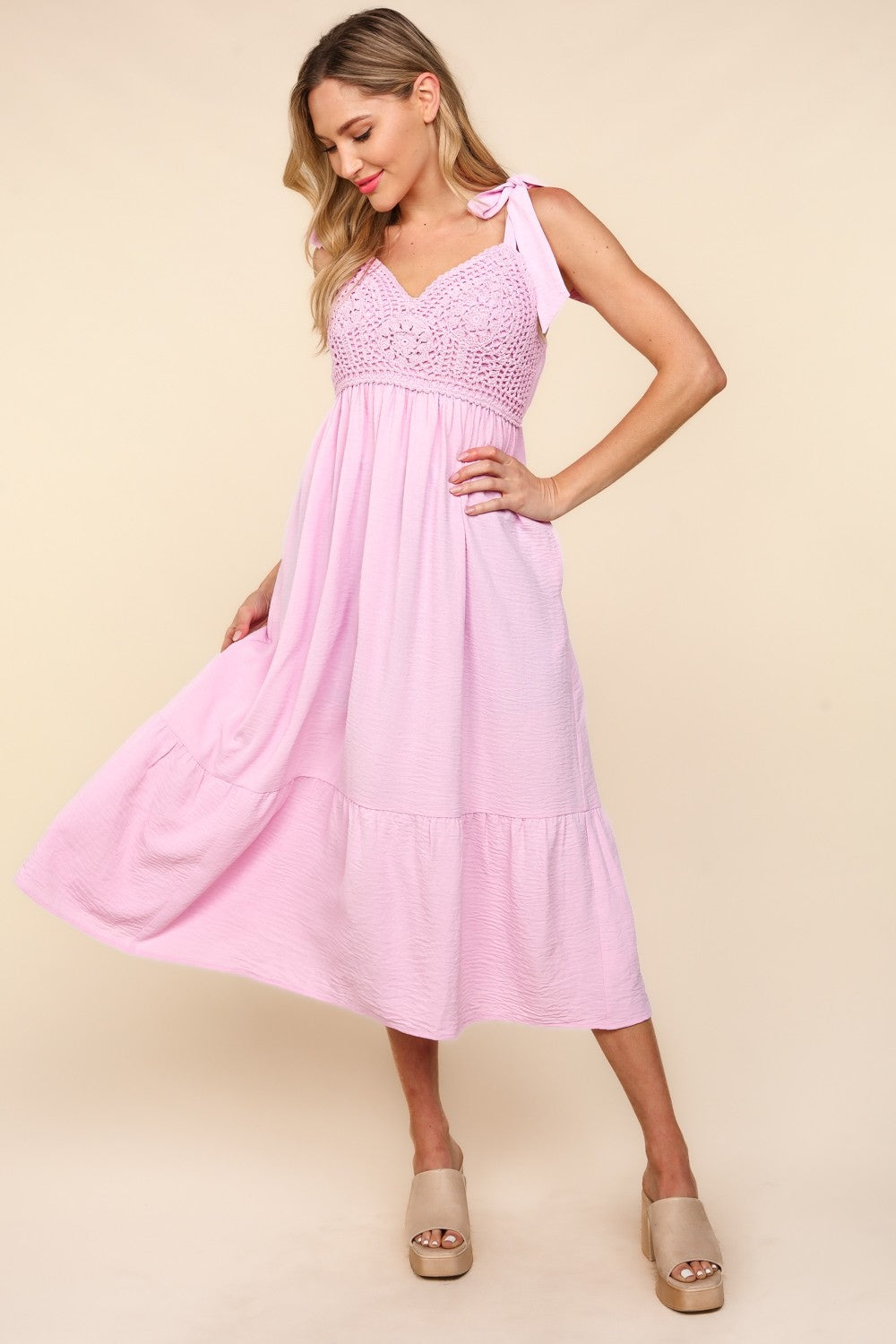 Crochet Lace Ruffle Hem Cami Midi Dress – Crochet Lace Cami Dress, Ruf –  winxwheels