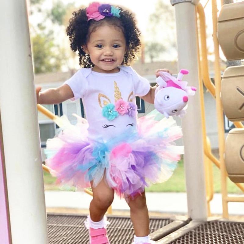 Modern Unicorn Baby Kids 1st year Girls Dress For Birthday Party Outfi –  winxwheels