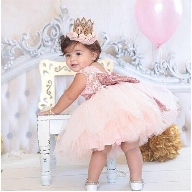 Pink Backless Princess Gold Luxury Dress With Bow Baby Dress for Girl –  winxwheels