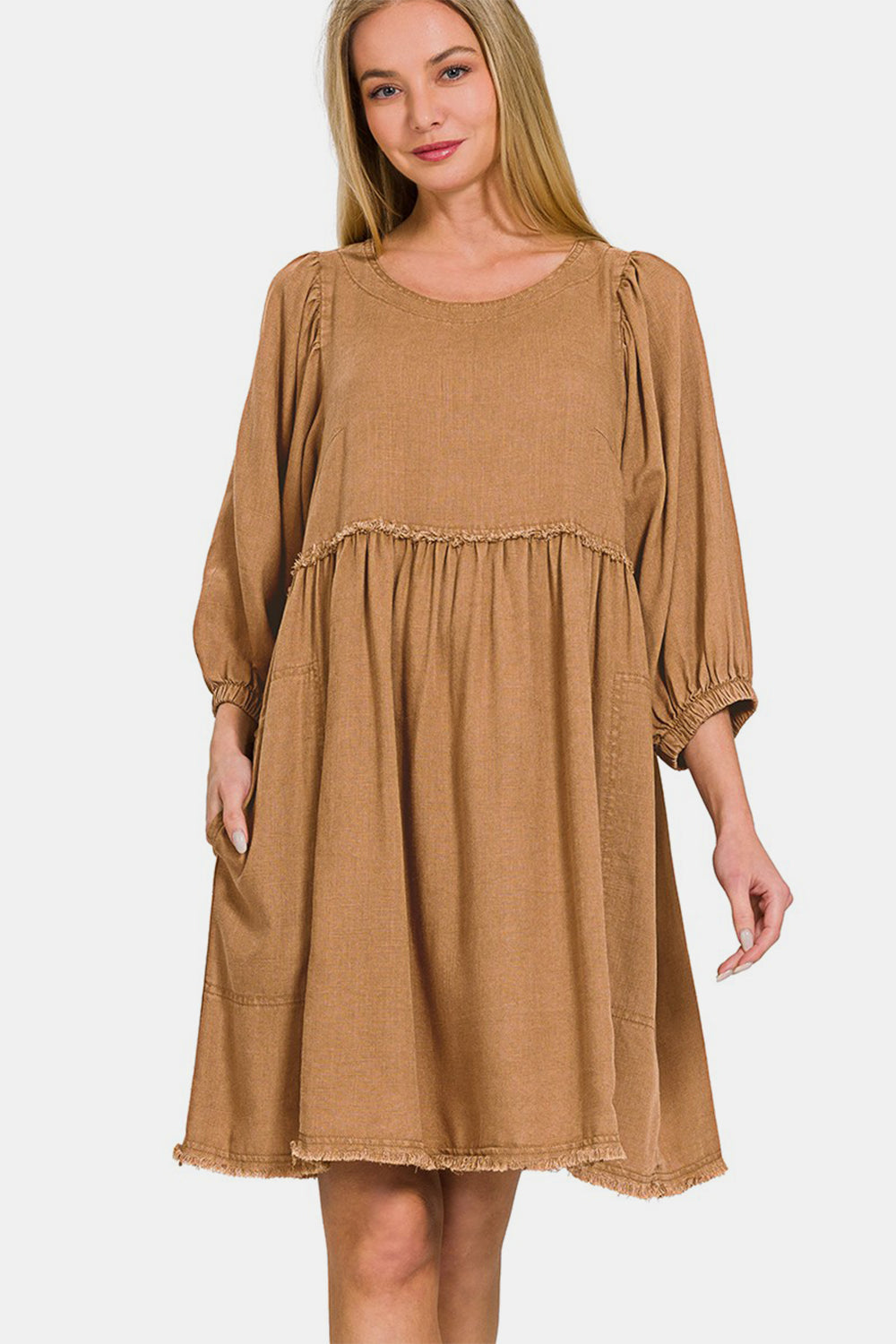 Washed Linen Pleated Puff Sleeve Babydoll Dress – Linen Babydoll Dress,  Puff Sleeve Dress, Pleated Babydoll Dress, Casual Babydoll Dress, Elegant  Puff 