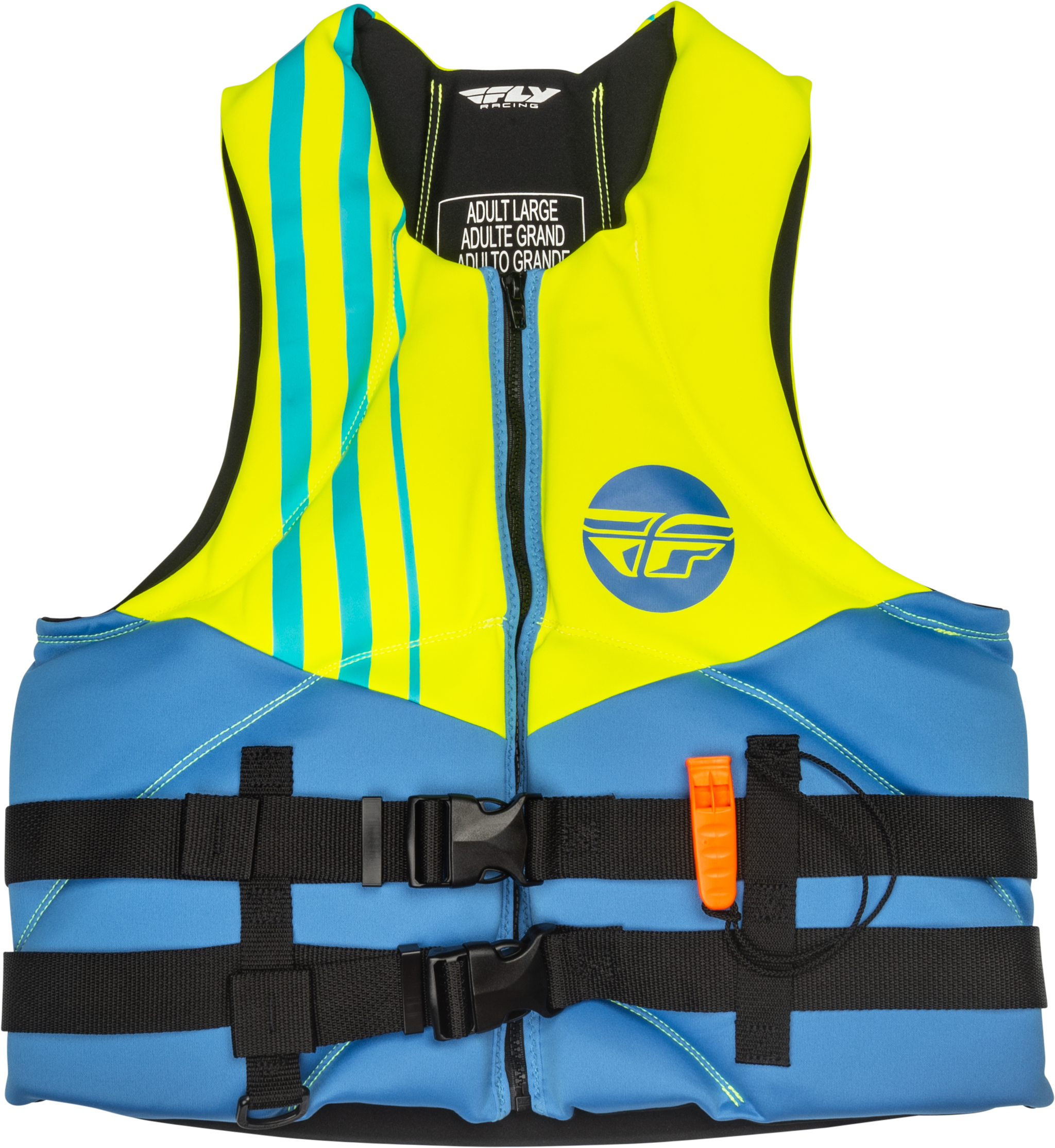 Fly Racing Neoprene Flotation Vest Blue/Hi-Vis/Teal Sm 221-30401S