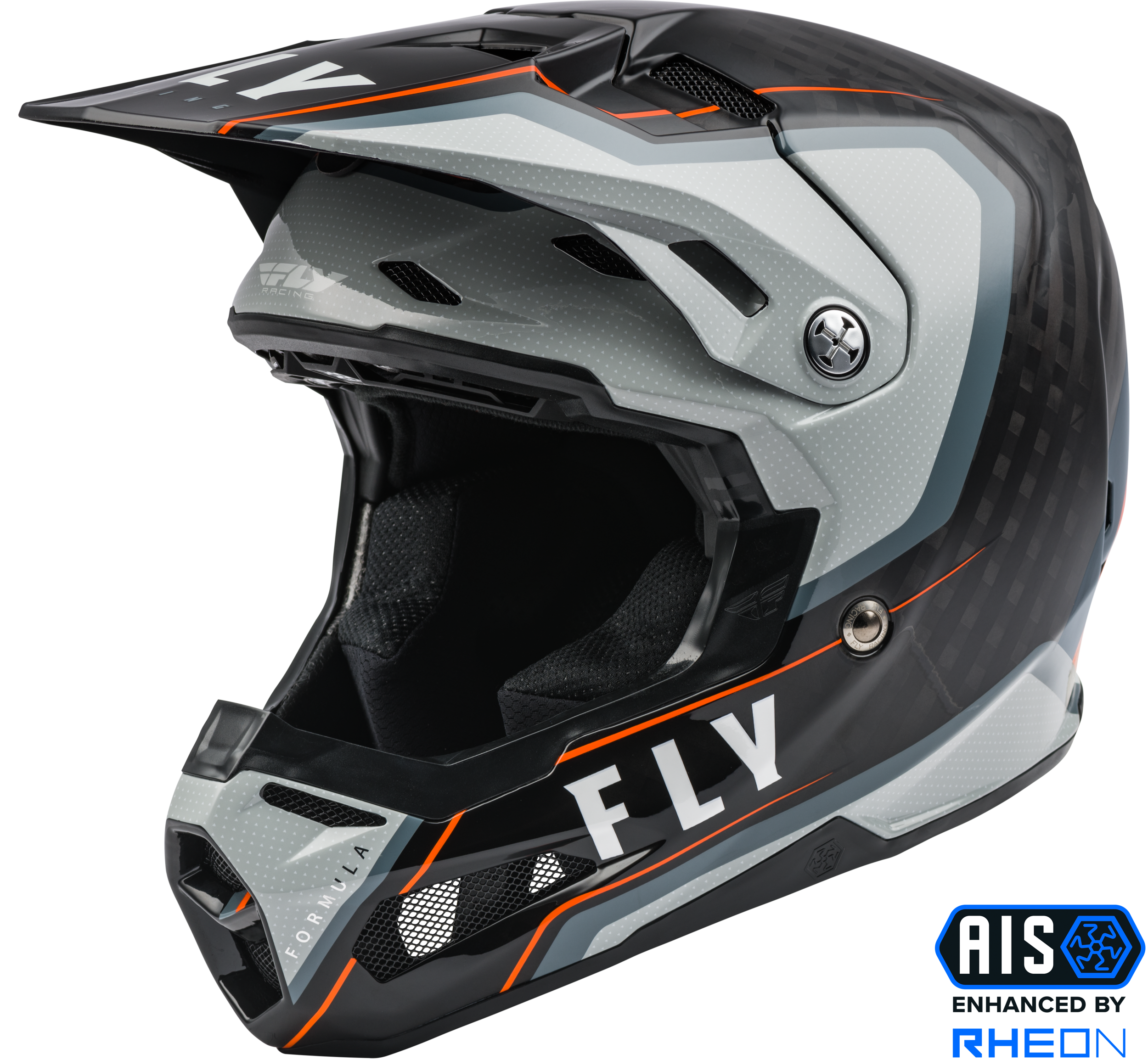 Fly Racing Formula Carbon Axon Helmet Black/Grey/Orange Md 73-4428M