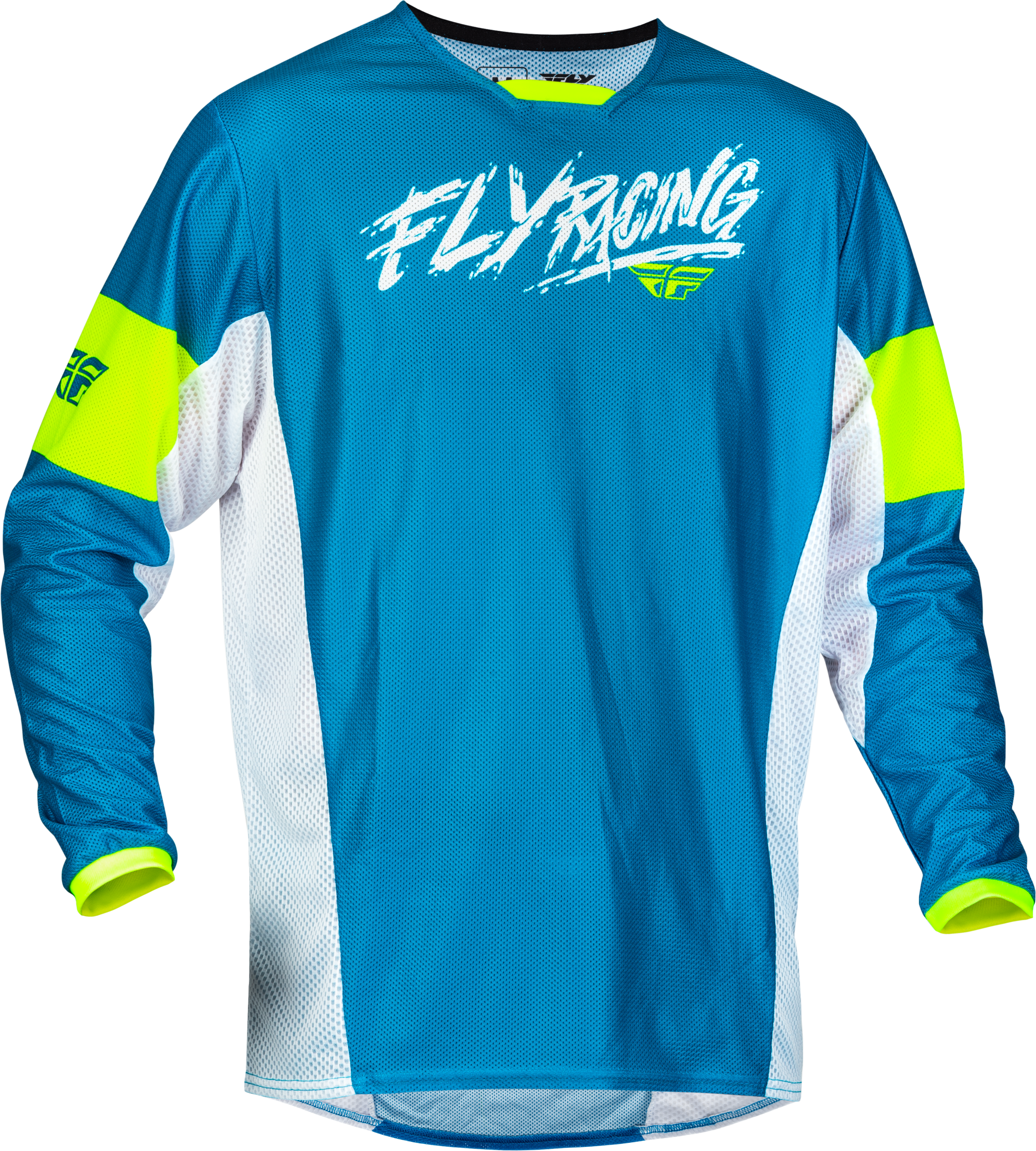 Fly Racing Yth Kinetic Mesh Khaos Jersey Blue/White/Hi-Vis Yx 377-332YX