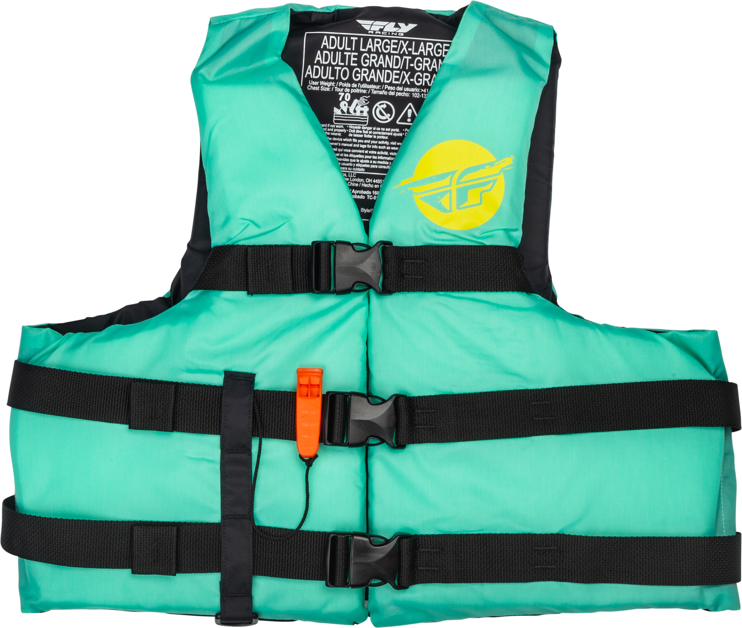 Fly Racing Nylon Flotation Vest Seafoam Green/Yellow 3x 221-304123X