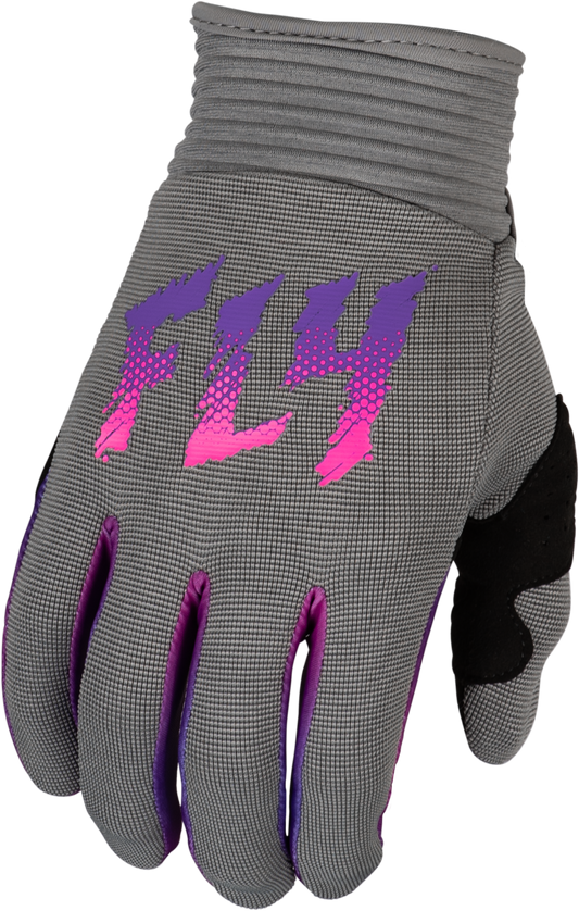 Fly Racing Youth F-16 Gloves Grey/Pink/Purple Yl 377-210YL