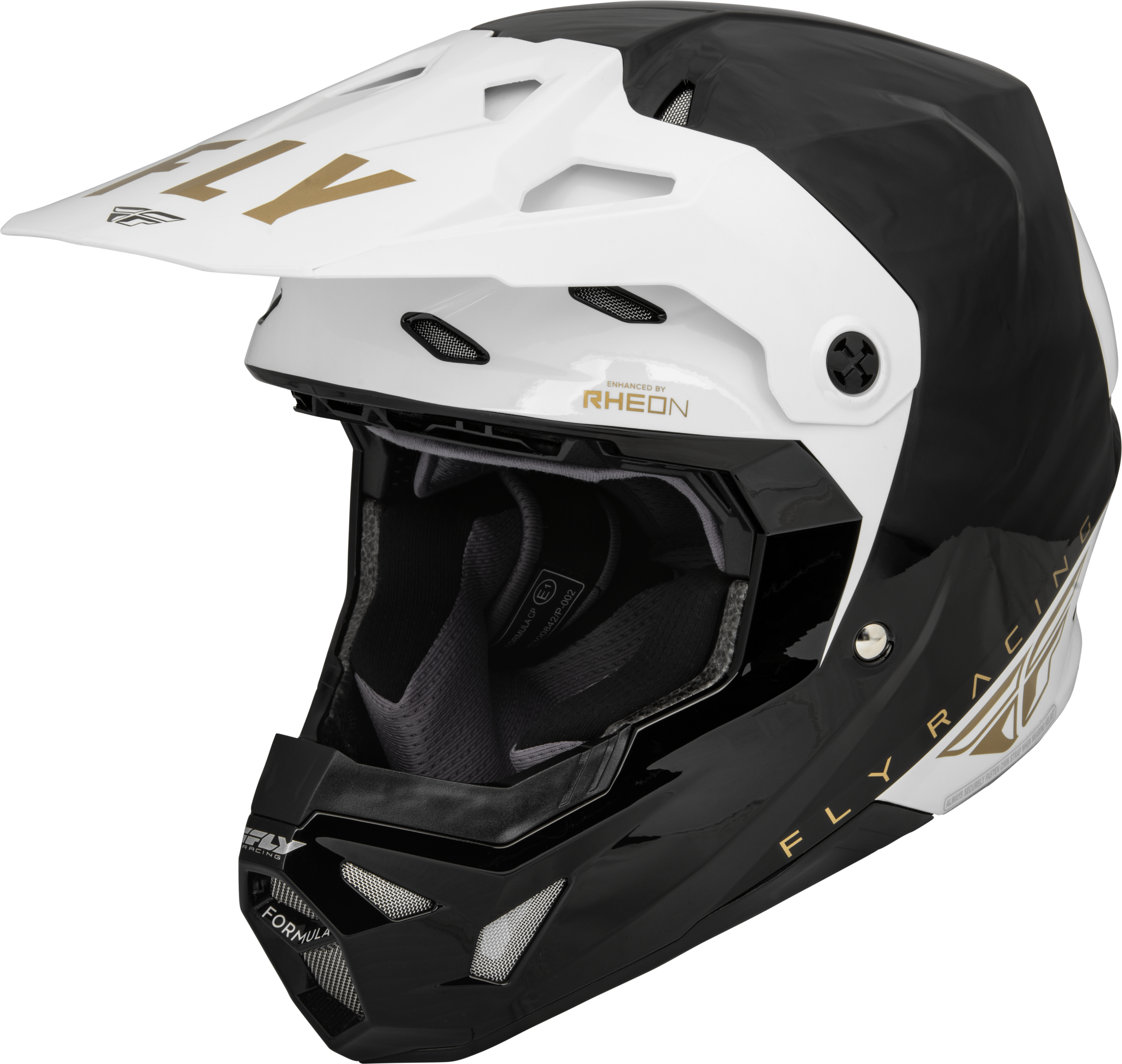 Fly Racing Formula Cp Slant Helmet Black/White/Gold Xs 73-0031XS