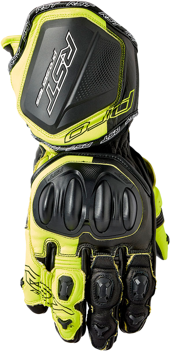 RST Pro Series Gp D3o Gloves Black/Flo Yellow Leather Lg 556-3715410