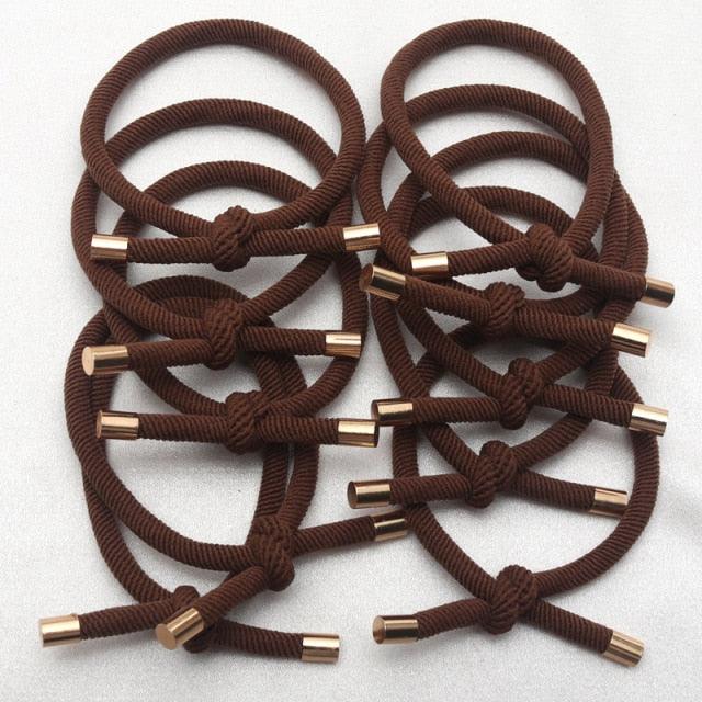 10PCS Women Elastic Hair Rubber Bands High Quality Girls Hair Bands Hair Scrunchies Gold Plated  Hair Accessories Hair Gum Tie Gorgeous Hair Accessories For Women