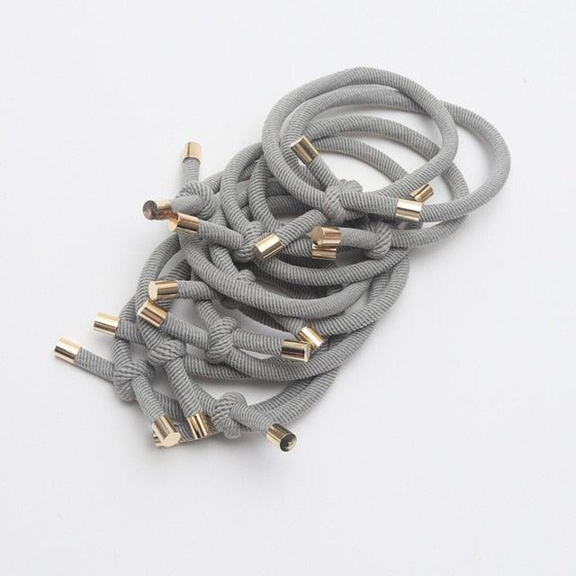 10PCS Women Elastic Hair Rubber Bands High Quality Girls Hair Bands Hair Scrunchies Gold Plated  Hair Accessories Hair Gum Tie Gorgeous Hair Accessories For Women