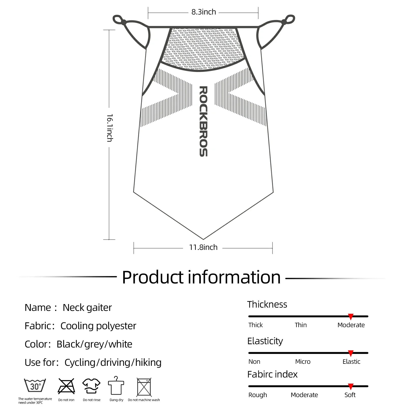 ROCKBROS Cooling Neck Gaiter with Ear Loops – Breathable Summer Face Cover for Cycling Fishing