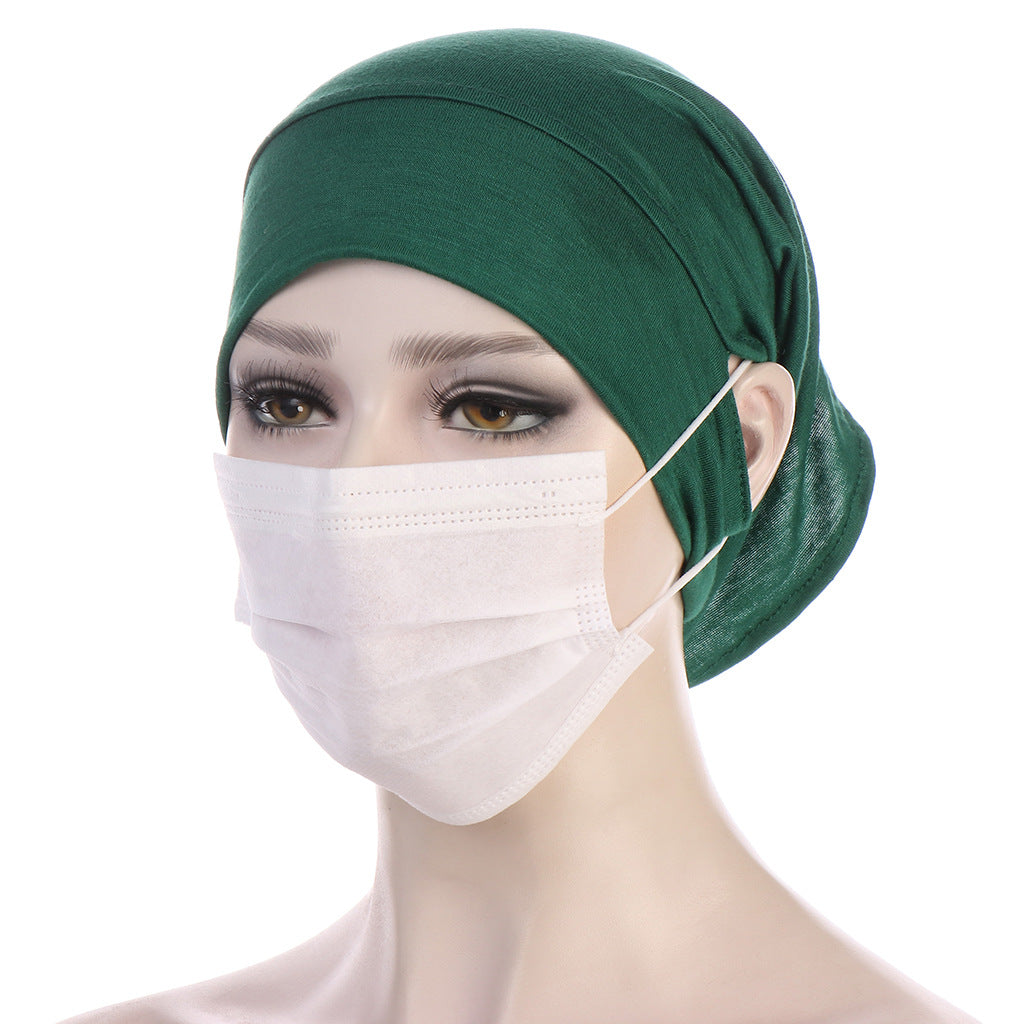 NEW Soft Cotton Hijab Breathable Turban Tie Under Scarf Elegant Ear Hole Stretch Inner Hijabs Lightweight Turban Round Front Under Hijab Caps Female Turban Bonnet