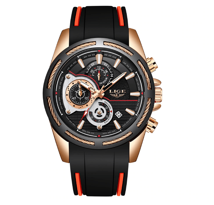 Men's Waterproof Modern Watch With Rubber Straps Multifunction Watches Unique Design Perfect Gift