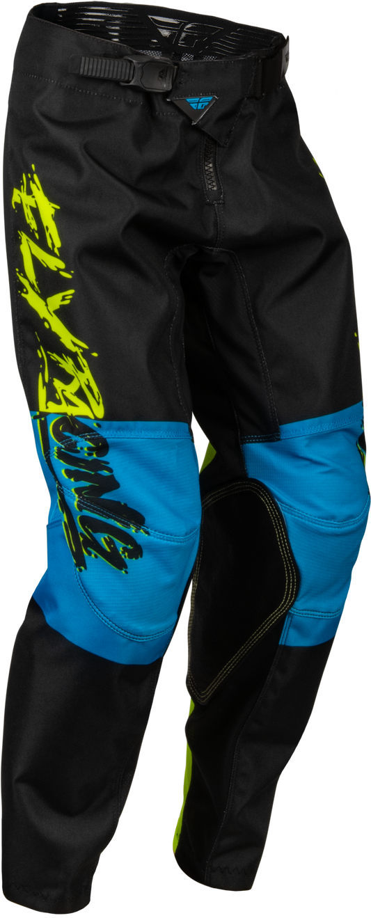 Fly Racing Youth Kinetic Khaos Pants Hi-Vis/Black/Cyan Sz 22 376-43222
