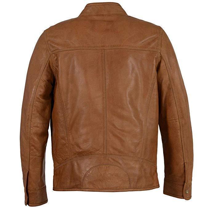 SFM1865 Men's Saddle Classic Zipper Front Leather Jacket