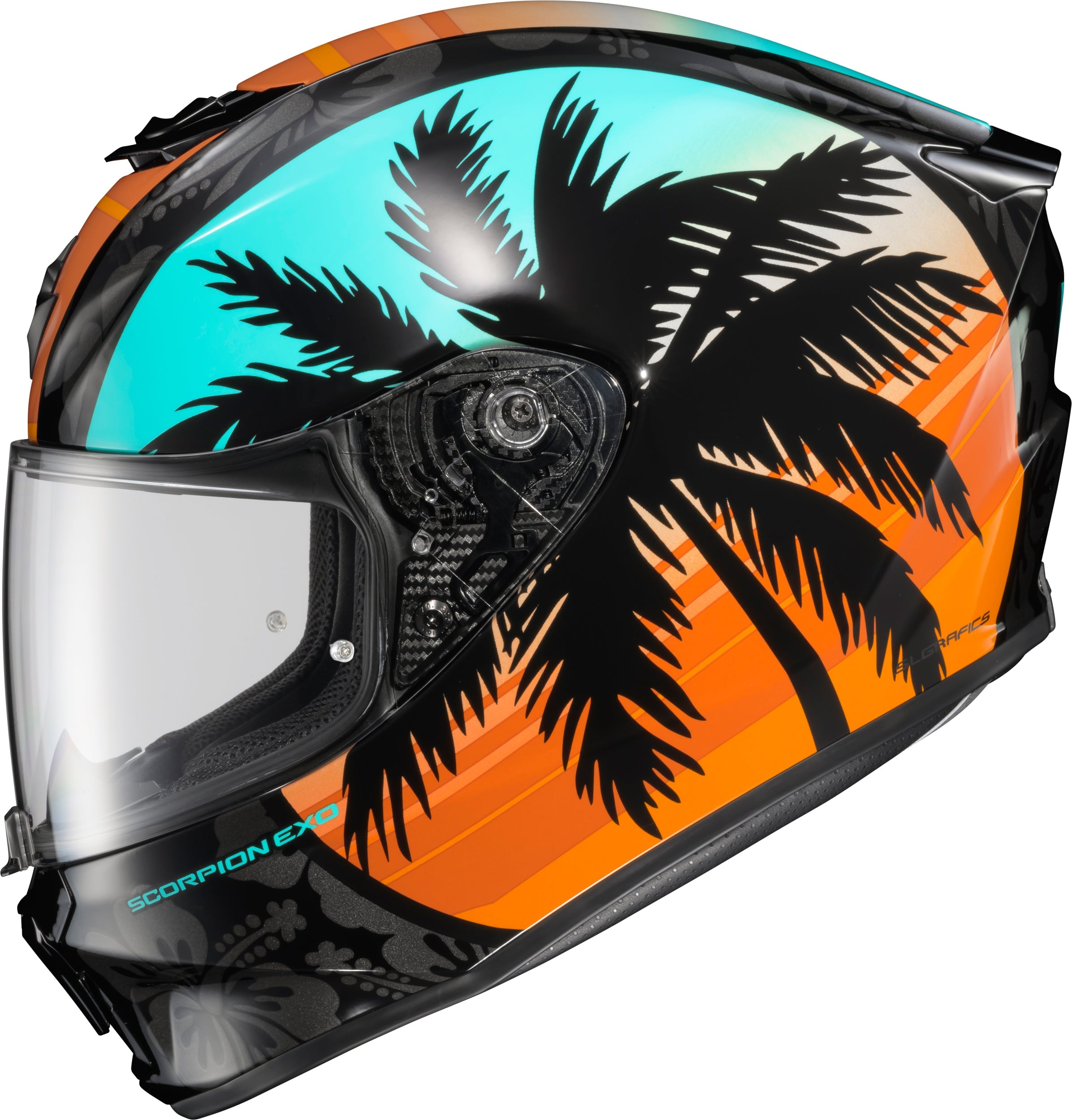 Exo-R330 Full-Face Helmet Tubbs Light Blue/Orange Lg