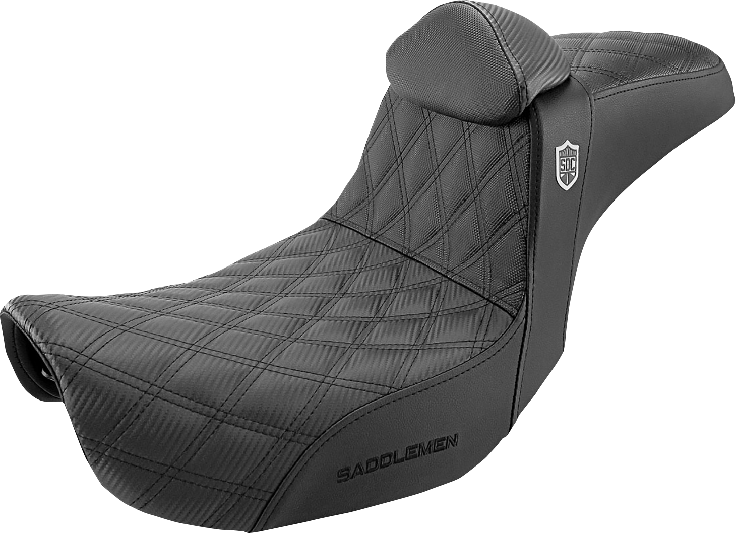 SADDLEMEN Seat - Pro Series SDC Performance With Backrest - Full Lattice Stitch/Lumbar Gripper - Black SC80604DBKRT