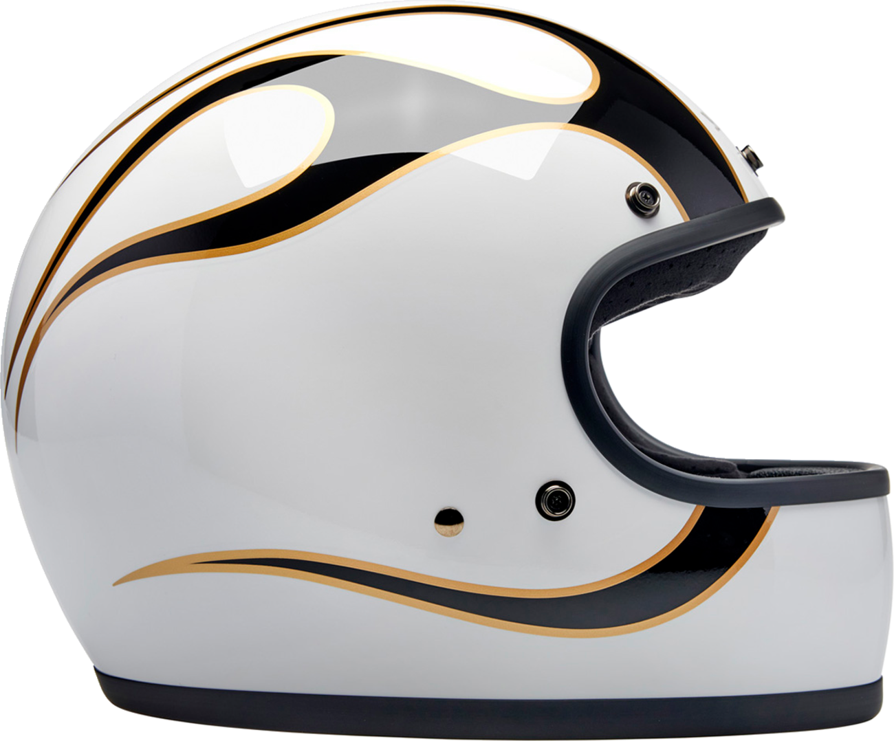 BILTWELL Gringo Helmet - Flames - White/Black - Small 1002-561-502
