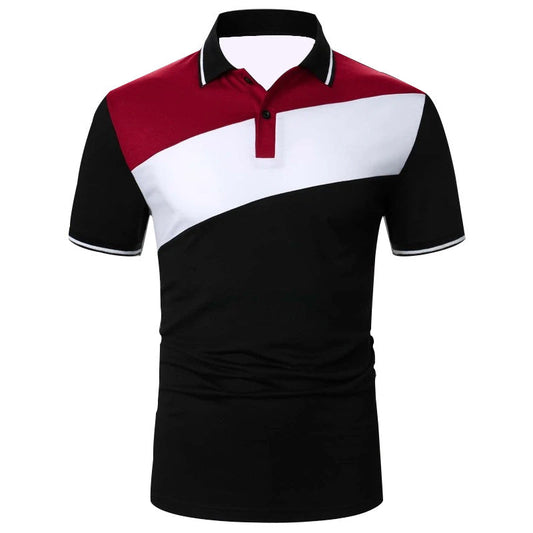 Men's Patchwork Modern Polo Shirts Brand Design Tops Business And Casual Tops Mens Binding Tunic Tops Connects Body Men's Tops Shirts