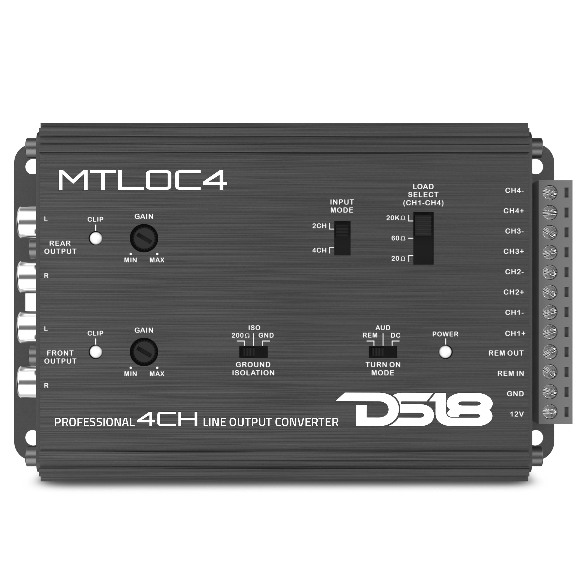4-Channel High-to-Low Level Line Output Converter with Remote Turn-On