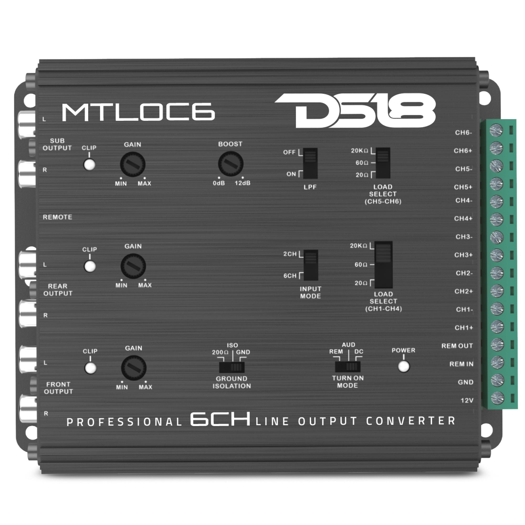 6-Channel High-to-Low Level Line Output Converter with Remote Turn-On
