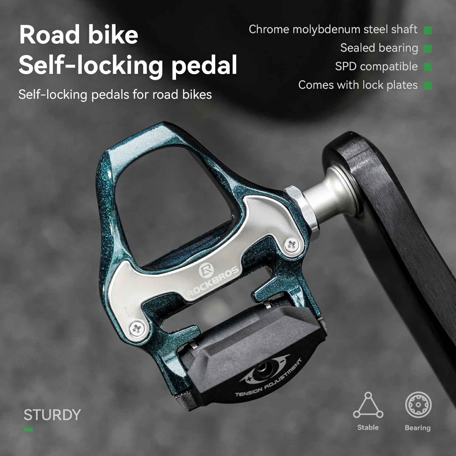 ROCKBROS Road MTB Lightweight Clipless Bicycle Pedals with Cleats Set Compatible with SPD-SL System