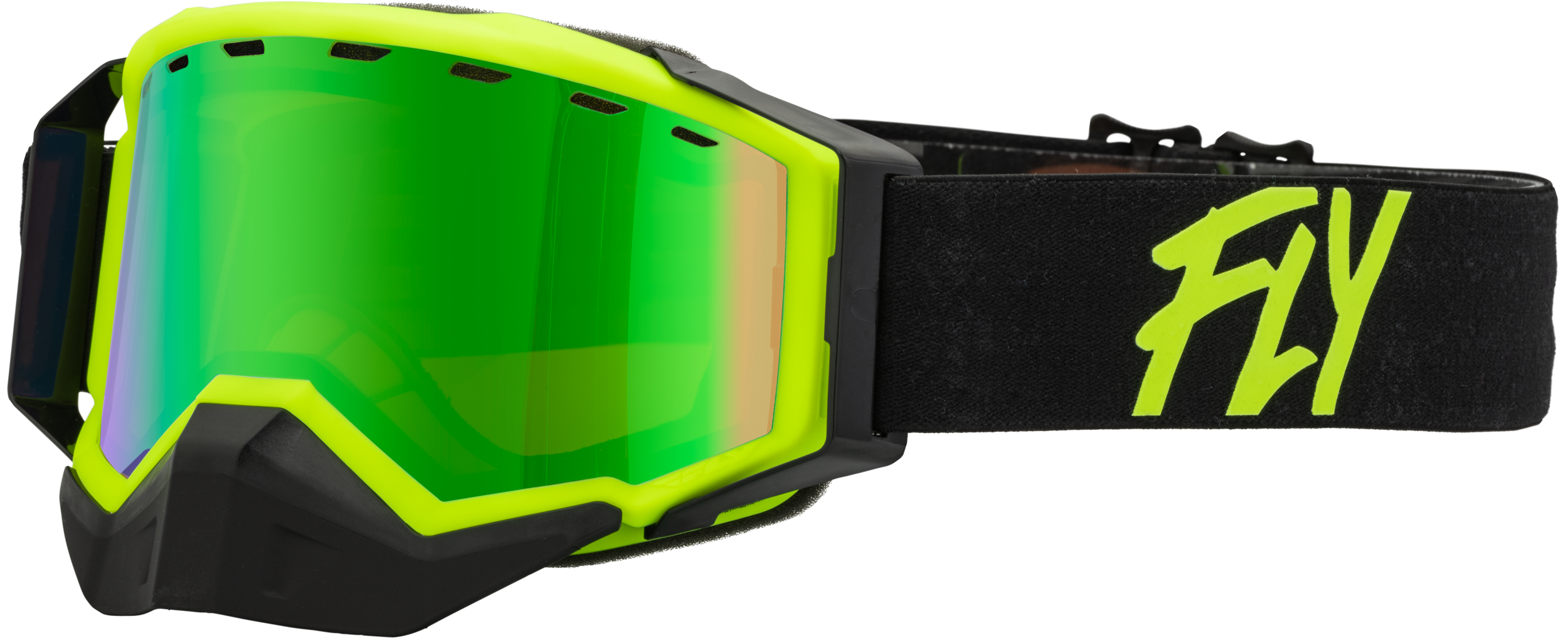 Fly Racing Zone Snow Goggle Black/Hi-Vis W/ Green Mirror/Amber Lens 37-50269