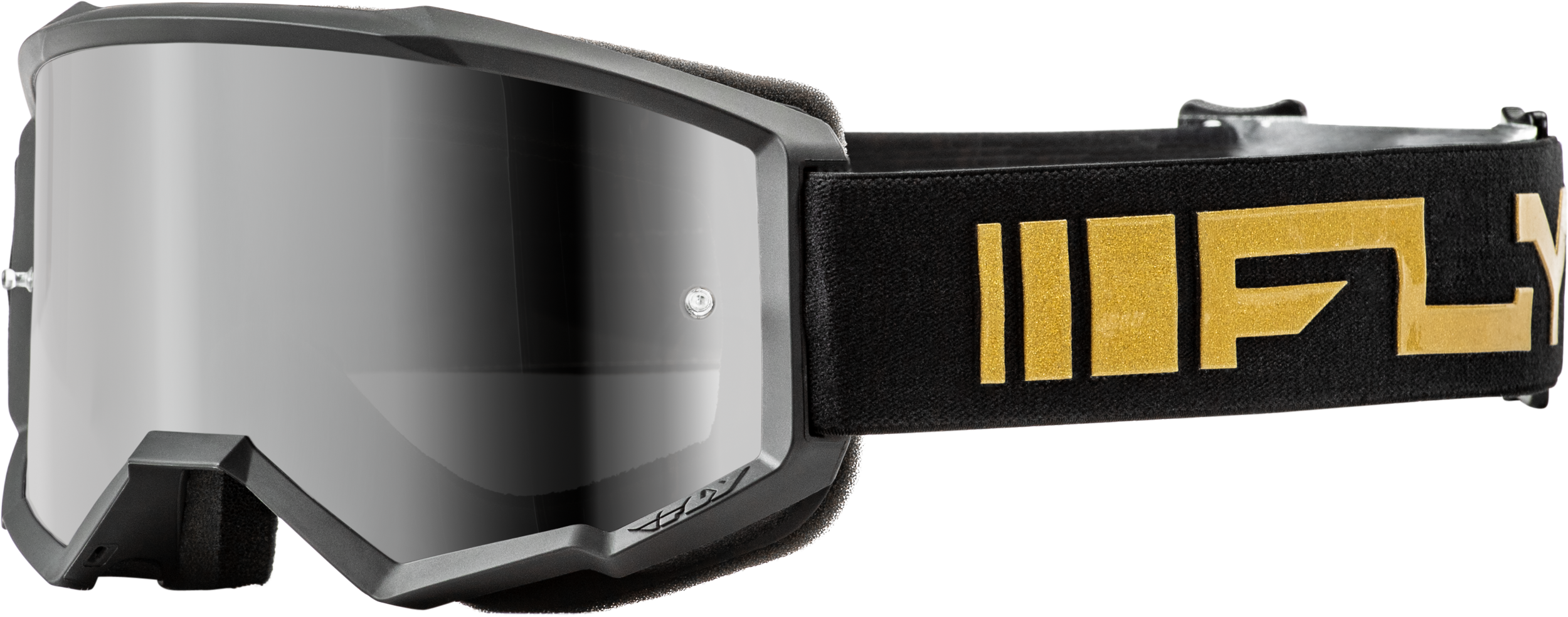 Fly Racing Zone Goggle Black/Gold W/ Silver Mirror/Smoke Lens 37-51520