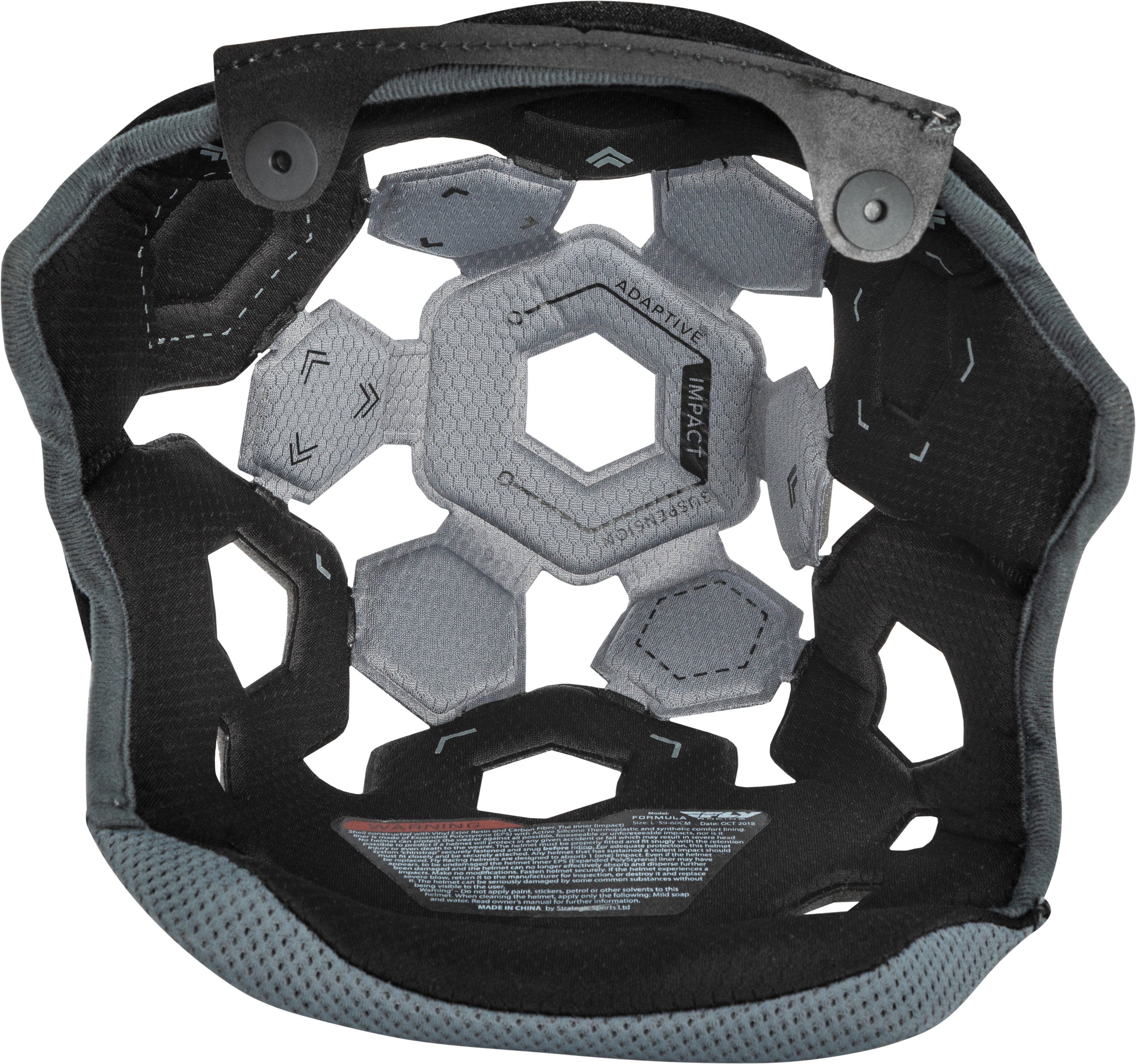 Fly Racing Formula Helmet Liner Black/Cool Grey Md 73-47220M