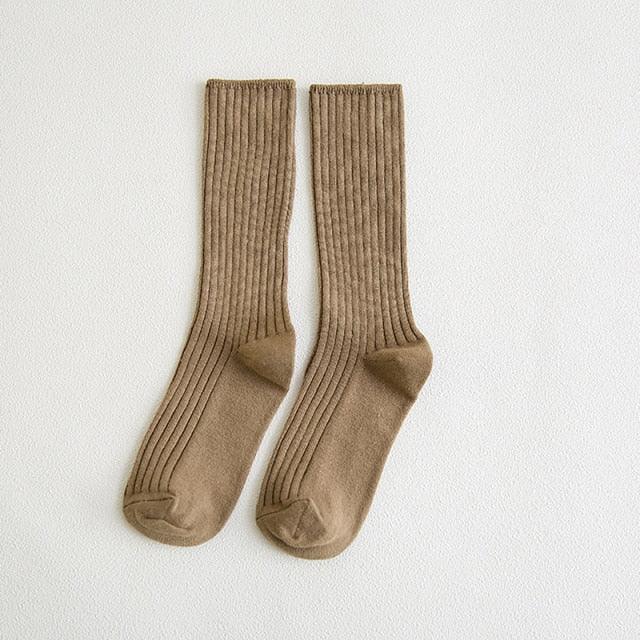 1Pair Ladies Pile Socks for Autumn Winter Pure Cotton Socks Solid Color Keep Warm Women Socks Mid Tube Socks Thickening Cashmere Socks For Men And Women