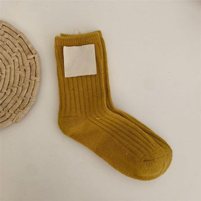 1Pair Ladies Pile Socks for Autumn Winter Pure Cotton Socks Solid Color Keep Warm Women Socks Mid Tube Socks Thickening Cashmere Socks For Men And Women