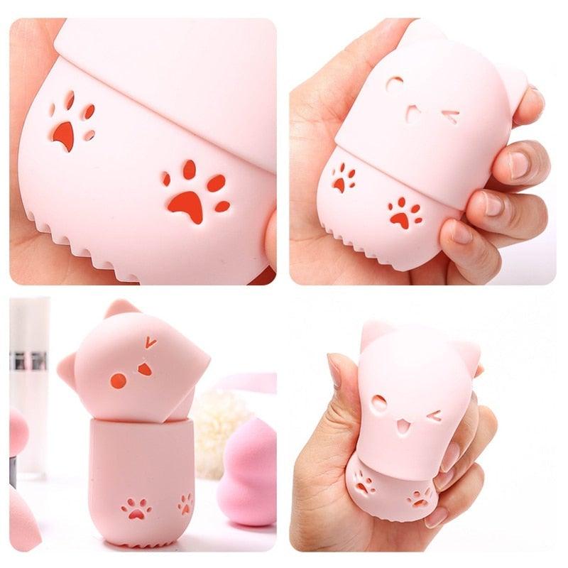 1PC Luxury Powder Puff Holder Sponge Makeup Drying Case Portable Soft Silicone Cosmetic Sponge Box Holder Elegant Soft Design