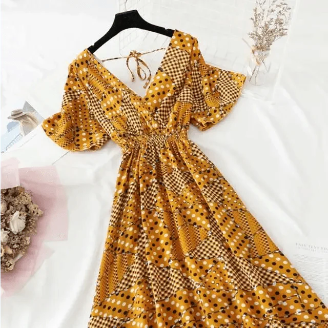 short summer dresses 2021 Women Comfort Mini Dress Short Floral Summer Dresses (T061038)