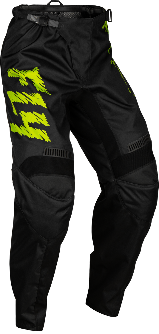 Fly Racing Youth F-16 Pants Black/Neon Green/Light Grey Sz 377-23418