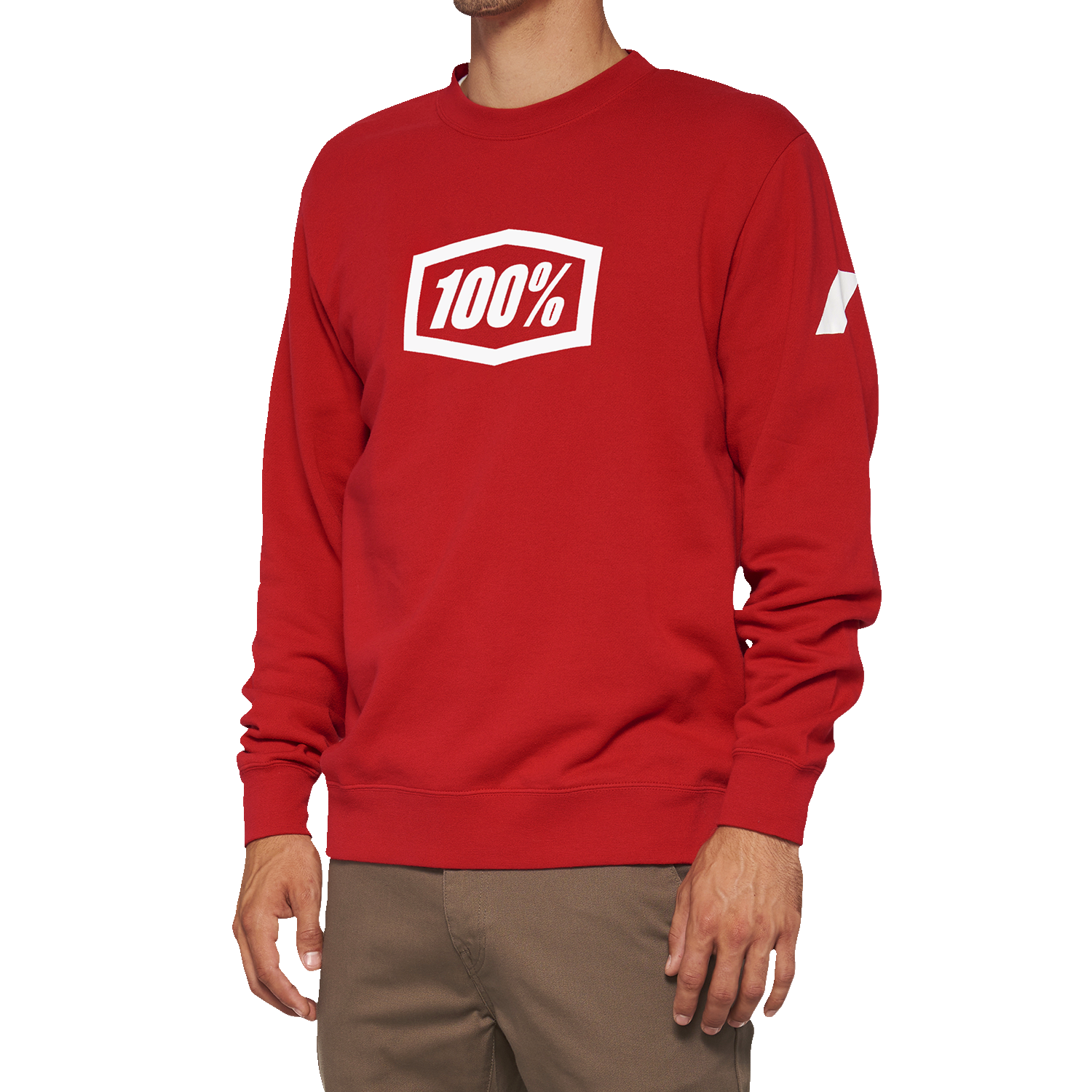 100% Icon Long-Sleeve Fleece Sweatshirt - Red - XL 20026-00013