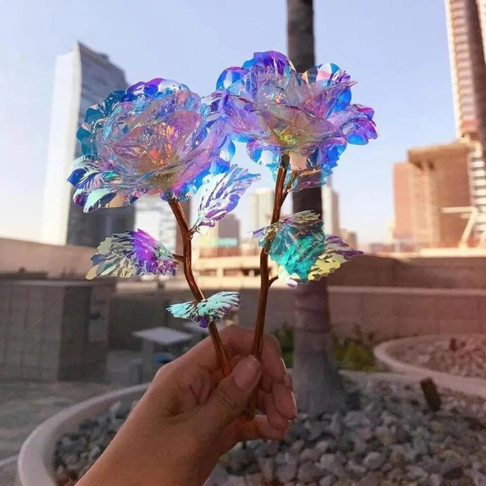 Lighted Infinity Roses 24k Infinity Rose Eternal with Gold foil LED Enchanted For Christmas V ...
