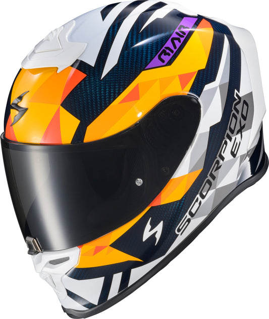 Exo-R1 Air Full Face Helmet Carbon Rastor Or/Wht/Blue Sm