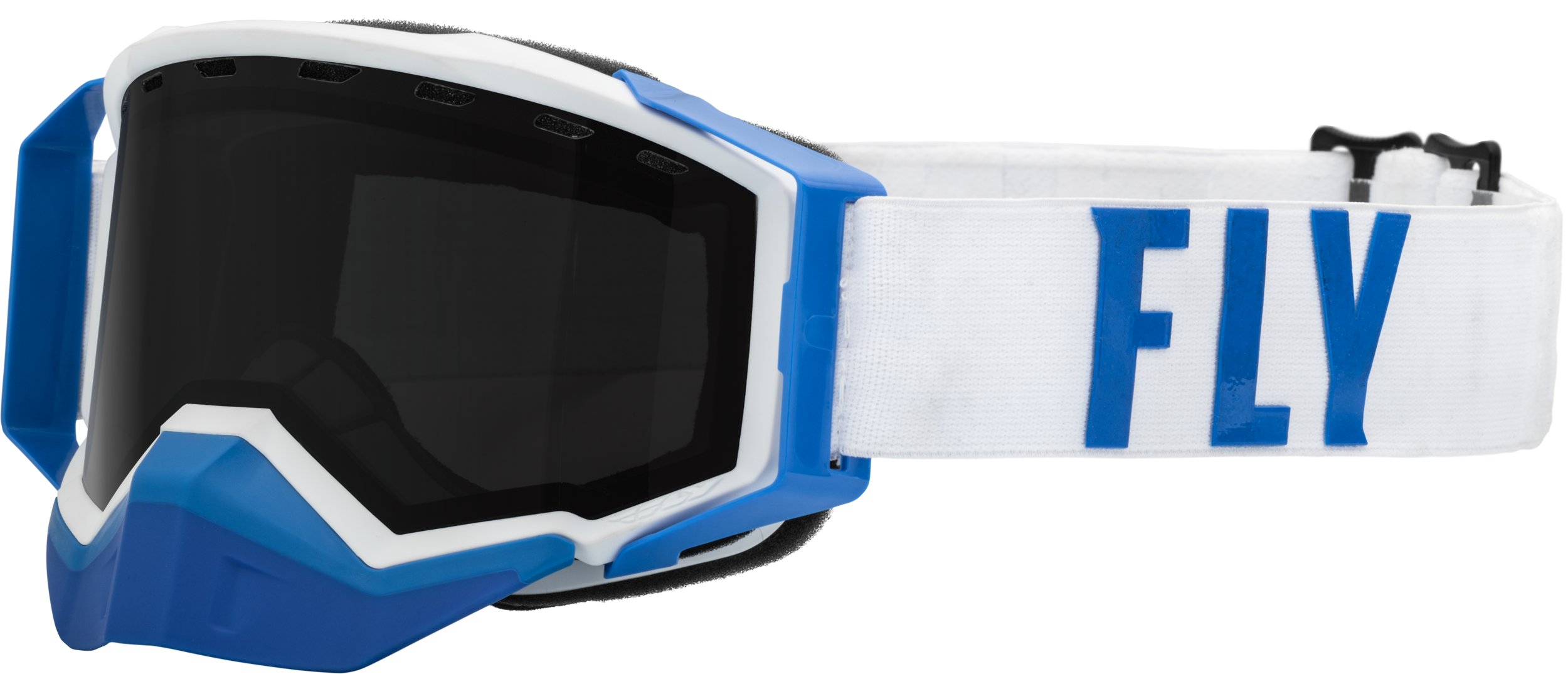 Fly Racing Zone Pro Snow Goggle Wht/Blue W/ Polarized Smoke Lens 37-50339