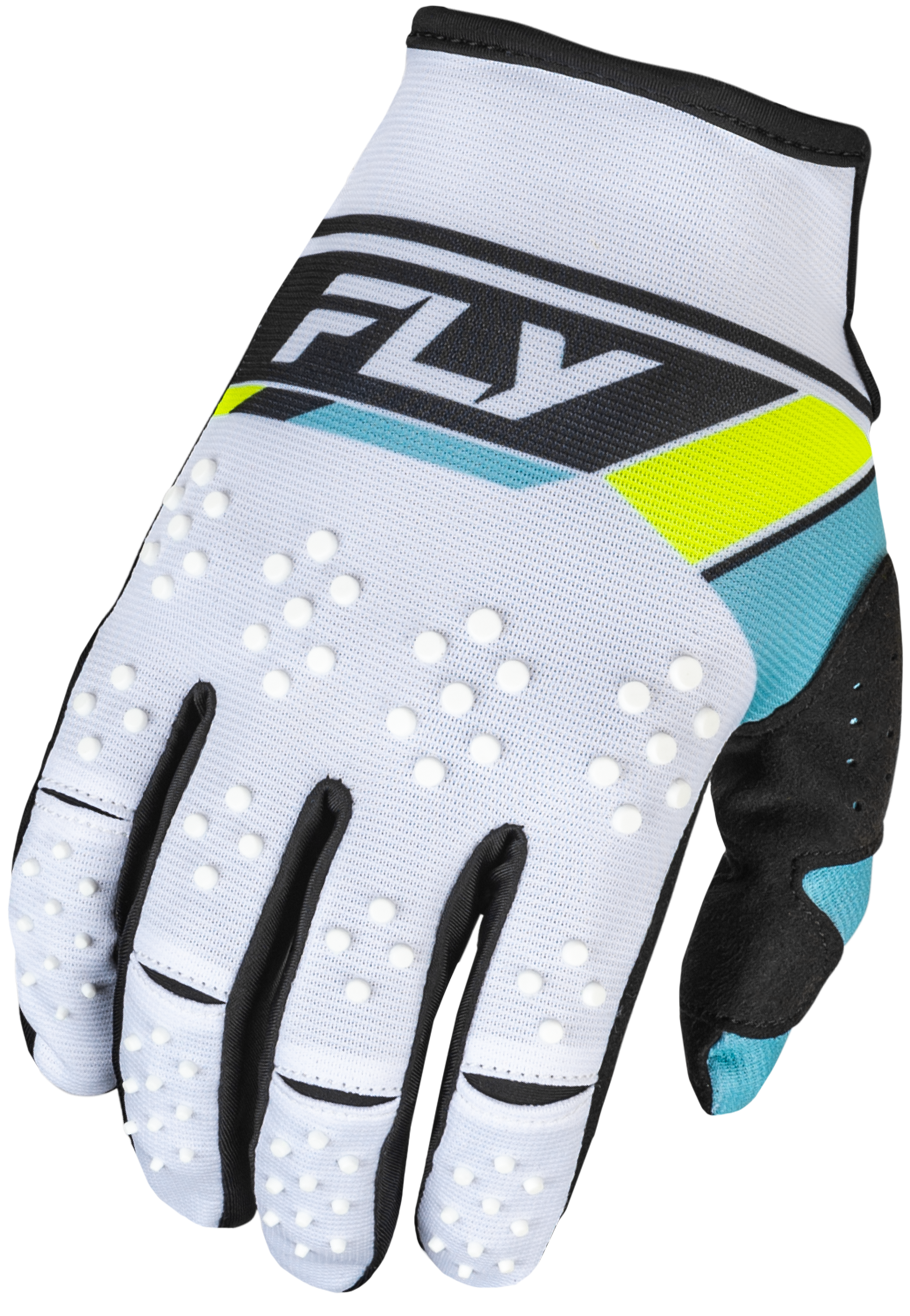 Fly Racing Kinetic Prix Gloves White/Black/Hi-Vis Lg 377-413L