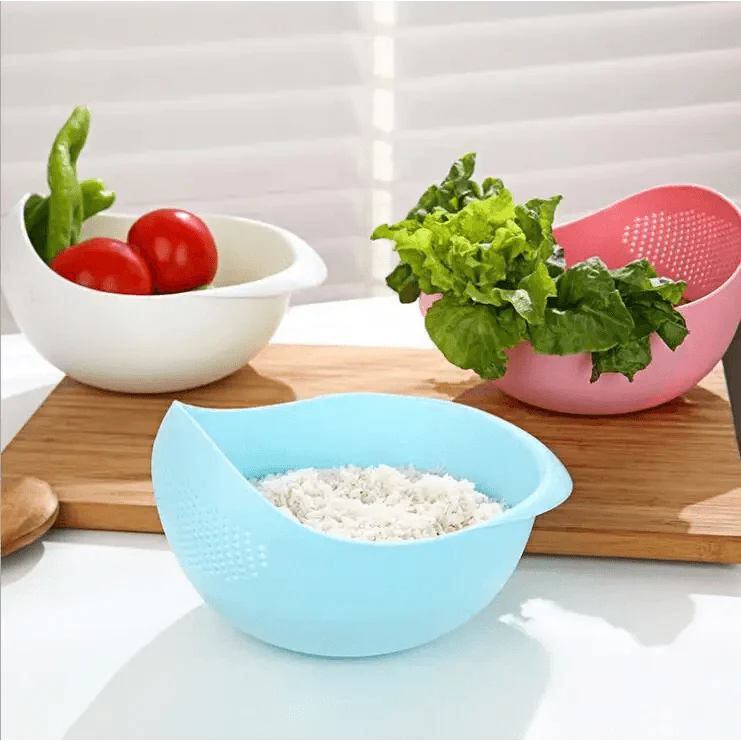 2PCS Nordic Food Grade Plastic Rice Beans Peas Washing Filter Strainer Basket Sieve Drainer Cleaning Gadget Food Grade Plastic Rice Beans Peas Washing Filter Strainer Basket Sieve Drainer Cleaning Gadget Kitchen Accessories