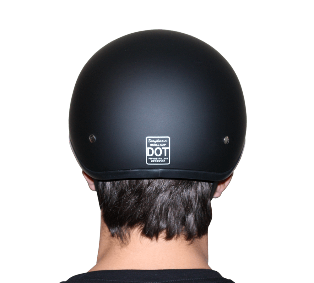 DOT Approved Daytona Motorcycle Half Face Helmet - Skull Cap Graphics for Men & Women, Scooters, ATVs, UTVs & Choppers - W/  Pistons Skull