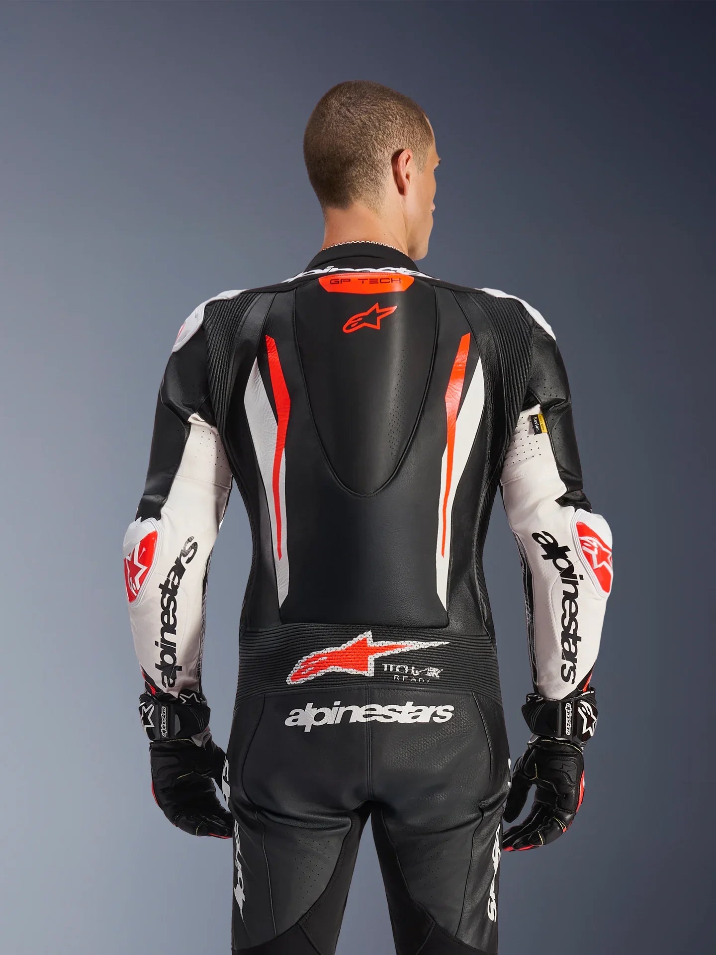 ALPINESTARS GP Tech v5 1-Piece Leather Suit - Black/White/Red Fluo - US 46 / EU 56 3150226-1231-56