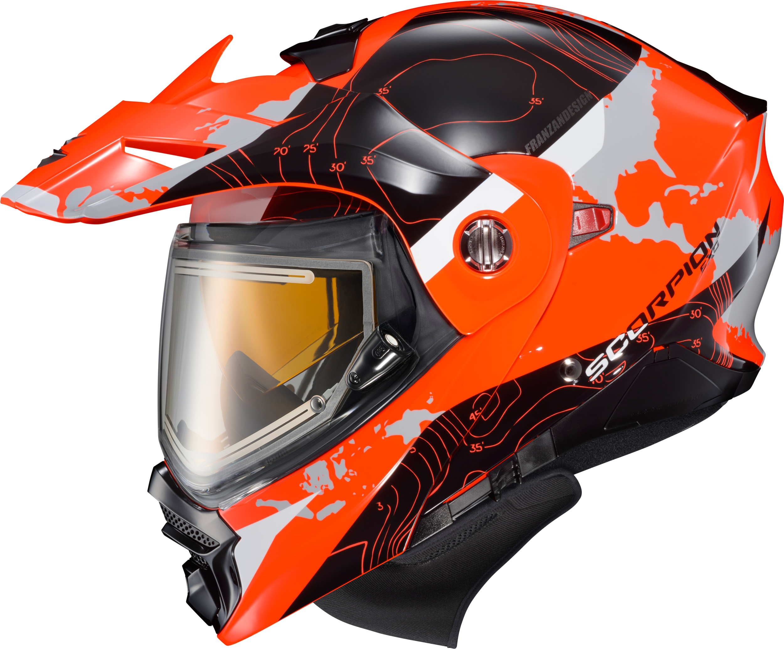 Exo-At960 Cold Weather Helmet Topographic Hi-Viz Org Sm Elec