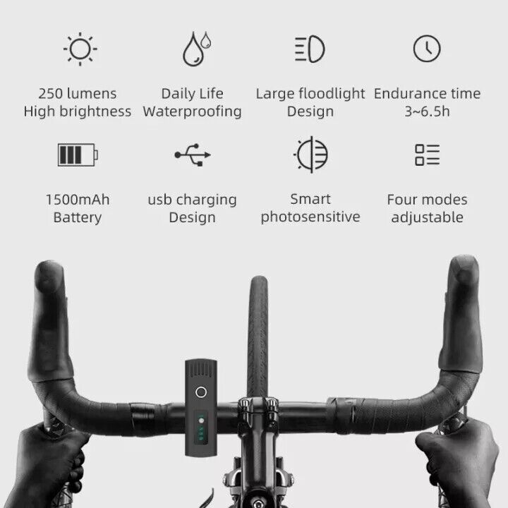 ROCKBROS Smart Sensing Front Bicycle Headlight QD-250LM