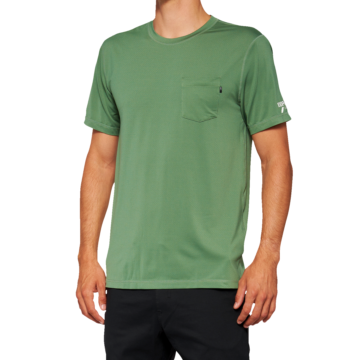 100% Mission Athletic T-Shirt - Olive - Small 20014-00015