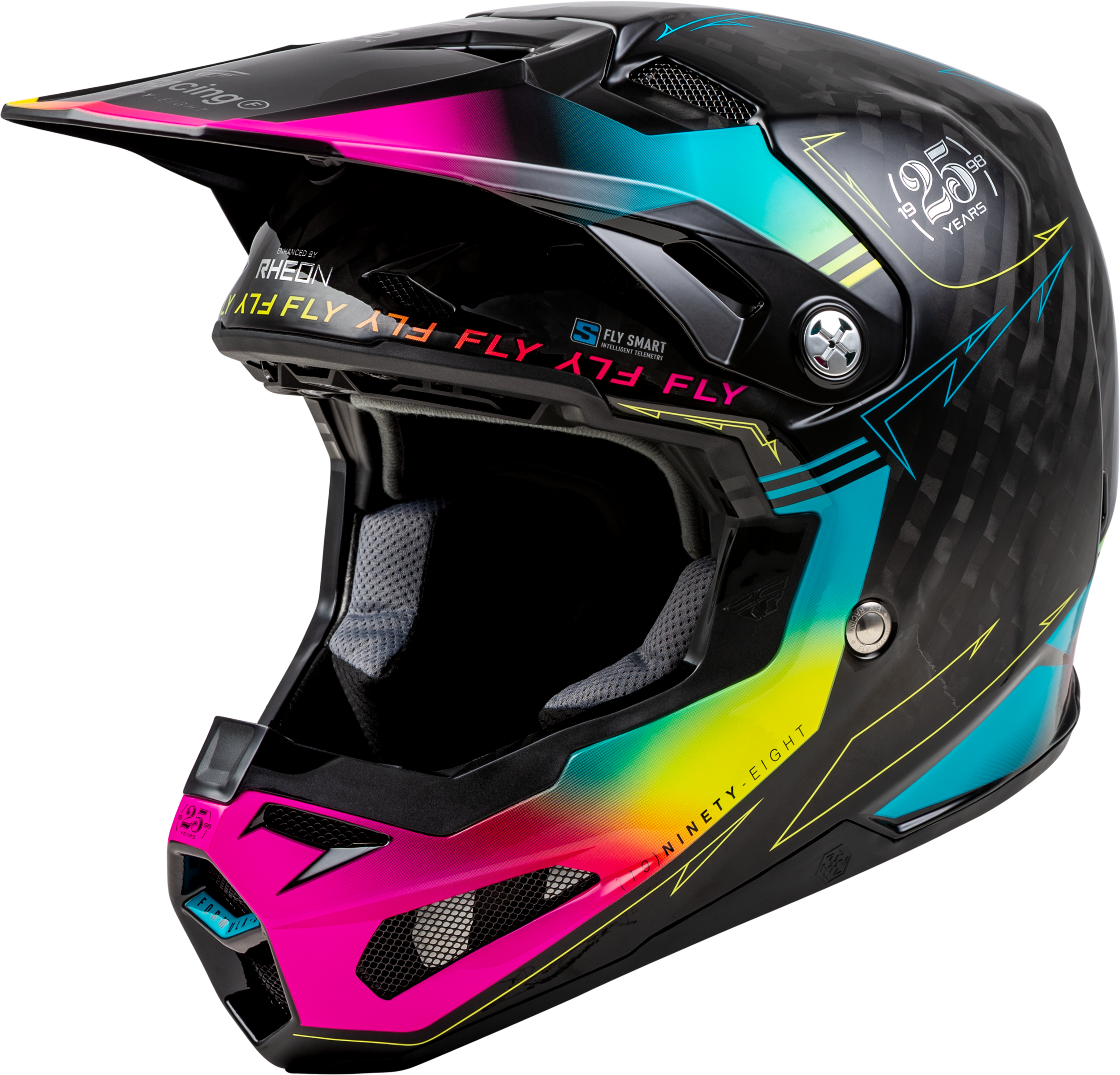 Fly Racing Formula S Carbon Legacy Helmet Black/Electric Blu/Fuschia Xl 73-4445X