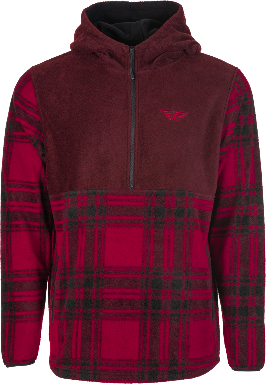 Fly Racing Fly Half Zip Pullover Hoodie Red Plaid Lg 354-0022L