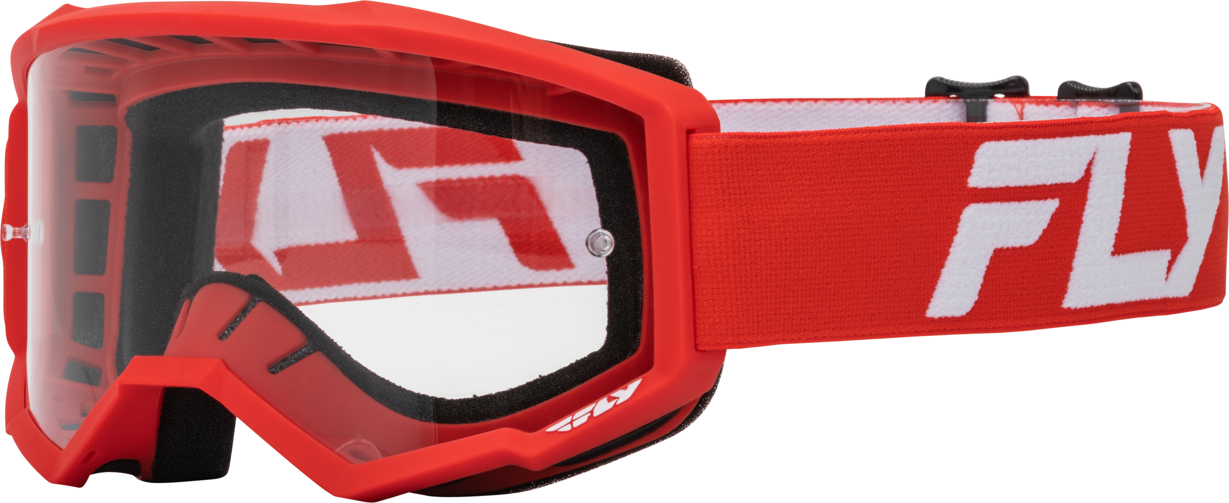 Fly Racing Focus Goggle Red/White W/ Clear Lens 37-51156