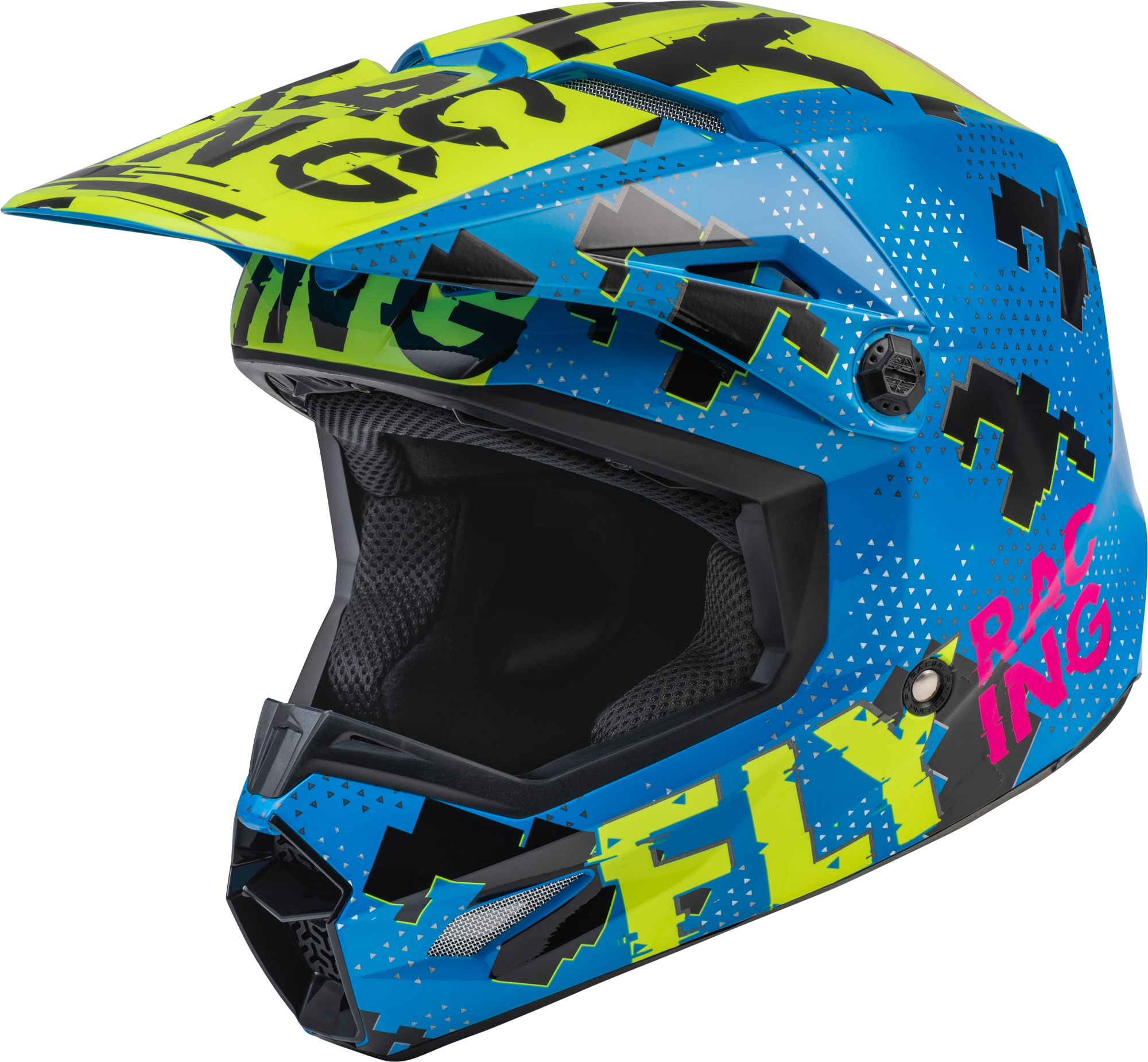 Fly Racing Youth Kinetic Scan Helmet Blue/Hi-Vis/Pink Ys 73-3492YS