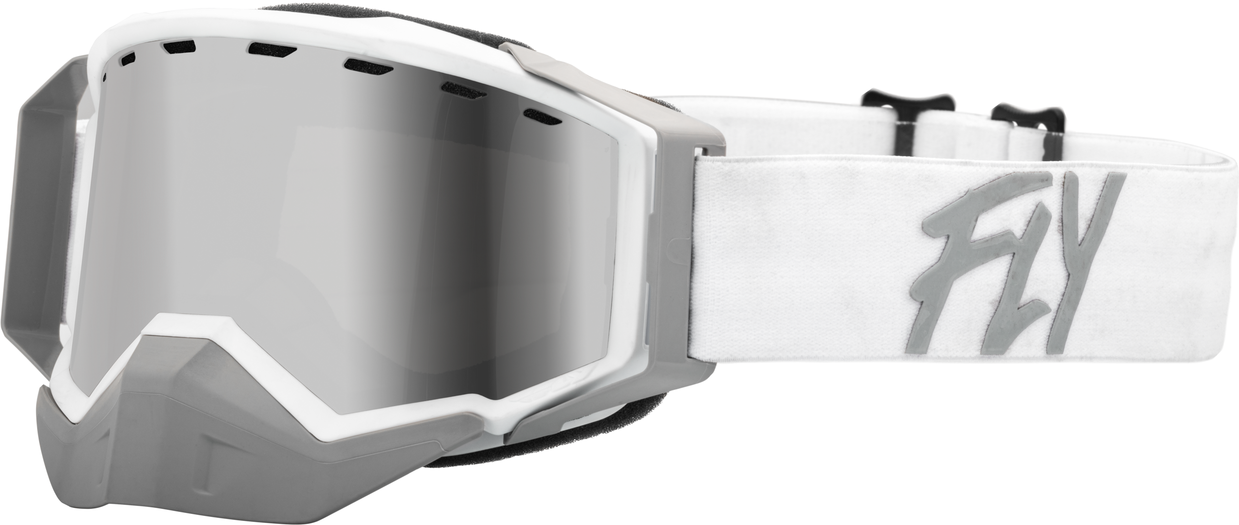 Fly Racing Zone Snow Goggle Wht/Light Gry W/ Silver Mirror/Smoke Lens 37-50274