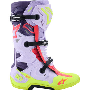 ALPINESTARS Tech 10 Supervented Boots - Purple/Fluorescent Yellow/Diva Pink - US 12 / EU 47 2010520-3150-12
